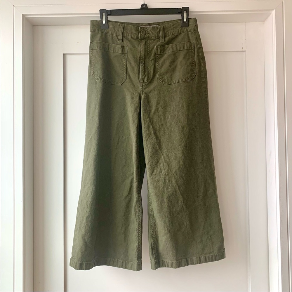 J. Crew Point Sur green cropped wide leg pants